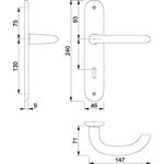 Langschildgarnitur Mar.1138/273P Alu.F1 OB 72mm DIN L/R HOPPE