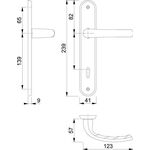 Langschildgarnitur Tôkyô M1710RH/265 MS F41-R OB 72mm DIN L/R HOPPE