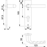 Kurzschildgarnitur Birm.1117/202KP Alu.F1 PZ eck.Drückergrt.HOPPE
