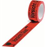 Warnklebeband PP Vorsicht Glas L.66 m,B.50mm rot Rl.TRANSPAK