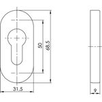 Schlüsselrosette 6679 PZ ER VA ER Schildst.9mm PZ ov.OGRO