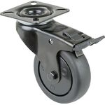 Lenkrolle m.Festst.D.50mm Trgf.50kg m.Platte m.Festst.Gum.schwarz BS ROLLEN