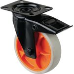 Lenkrolle D.125mm Trgf.100kg m.Festst.Gum.104x80mm hellgrau BS ROLLEN
