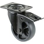 Lenkrolle D.100mm Trgf.110kg m.Festst.Gum.104x80mm schwarz BS ROLLEN
