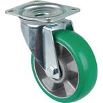 Lenkrolle D.160mm Trgf.600kg Lenkrollen PU Platte L138xB109mm Farbe Rl.grün