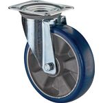 Lenkrolle D.200mm Trgf.800kg Lenkrollen PU Platte L138xB109mm Farbe Rl.blau