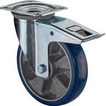 Lenkrolle D.80mm Trgf.155kg m.Festst.PU 104x80mm blau BS ROLLEN