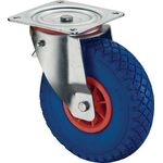 Lenkrolle m.Festst.D.260mm Trgf.160kg m.Platte Rollenl. Gum.blaugrau BS ROLLEN