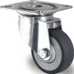 Lenkrolle D.50mm Trgf.50kg m.Platte Gum.grau PROMAT