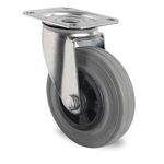Lenkrolle D.200mm Trgf.205kg m.Platte PP Rollenlager VG grau PROMAT