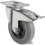 Lenkrolle m.Festst.D.160mm Trgf.135kg m.Platte Rollenlager VG grau PROMAT