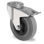 Lenkrolle m.Festst.D.200mm Trgf.205kg m.Rückenloch Rollenlager VG grau PROMAT