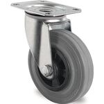 Lenkrolle D.80mm Trgf.70kg m.Platte PP Rollenlager VG grau PROMAT