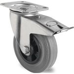 Lenkrolle m.Festst.D.100mm Trgf.75kg m.Platte Rollenlager VG grau PROMAT