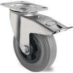 Lenkrolle m.Festst.D.125mm Trgf.100kg m.Platte Rollenlager VG grau PROMAT