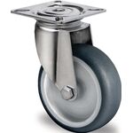 Lenkrolle D.75mm Trgf.75kg m.Platte Platten-B.60mm Gleitlager VA TPE PROMAT