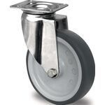 Lenkrolle D.125mm Trgf.100kg m.Platte Platten-B.67mm Gleitlager VA TPE PROMAT