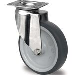Lenkrolle D.125mm Trgf.100kg m.Platte Platten-B.70mm Gleitlager VA TPE PROMAT