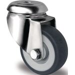 Lenkrolle D.50mm Trgf.50kg Rückenloch PP Gleitlager VA TPE grau PROMAT