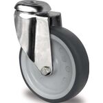 Lenkrolle D.100mm Trgf.100kg Rückenloch PP Gleitlager VA TPE grau PROMAT