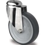 Lenkrolle D.125mm Trgf.100kg Rückenloch PP Gleitlager VA TPE grau PROMAT