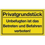 Hinweiszeichen Privatgrundstück L400xB250mm gelb schwarz Ku.