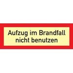 Brandschutzzeichen DIN 4066 L297xB105mm Aufzug im Brandfall n.benutzen Ku.