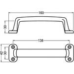 Handgriff A.30mm L.160mm B.42mm Alu-Guss silberf.elox.Löcher 4 HERMETA