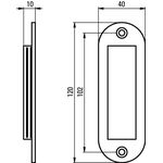 Schiebetürmuschel Alu.silberf.elox.ov.2xD.5mm L.120mm B.40mm HERMETA