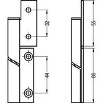 Trennwandscharnier 6032/33 VA 316L stu.Tür Rollenlänge 105mm DIN li.HERMETA