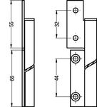 Trennwandscharnier 6032/33 VA 316L stu.Tür Rollenlänge 105mm DIN re.HERMETA