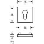 Schlüsselrosette-Paar 12 1704 VA 6204 Schildst.7,2mm R-WC quad.FSB
