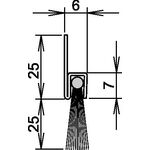 Bürstentürdichtung Ferrobros FA 25-6 L.1000mm B.6mm Rosshaar mixed Aufschr.ATHME