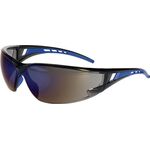 Schutzbrille EN 166 EN 172 Bügel schwarz/blau,Scheibe verspiegelt