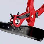 Revolverlochzange Gesamt-L.220mm Öffnungsf.2/2,5/3/3,5/4 u.5mm rot pulv.KNIPEX
