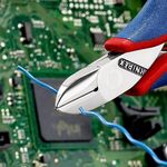Elektronikseitenschneider L.115mm Form 1 Facette ja 2K-Hülle spiegelpol.KNIPEX