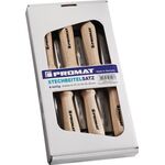 Stechbeitelsatz 6,10,12,16,20,26mm Weißbuchenh.Ulmer Form 6-tlg.Krt.PROMAT