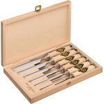 Stechbeitelsatz 6,10,12,16,20,26mm Weißbuchenh.Ulmer Form HO-Kasten