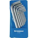 Winkelschraubendrehersatz 10-tlg.Ku.-Tasche SW 2-14mm kurz S2-Stahl PROMAT