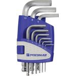 Sechskantwinkelschraubendrehersatz 9-tlg.Ku.-Halter SW 1,5-10mm kurz Kugelk.