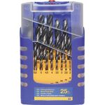 Holzspiralbohrersatz 012K 25-tlg.D.1-13mm 0,5mm steig.CV-Stahl FISCH-TOOLS