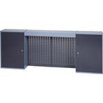 Werkzeugschrank H600xB1600xT200mm silber anth.4 Lochrückwände,2 Türen