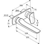Kludi Zweiloch-Einhandmischer AMBA UP WT Ausladung Wandauslauf 226mm chr
