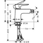 HG Einhebel-Bidetmischer TALIS E mit Push Open Ablaufgarnitur chrom