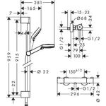 HG Br.set CROMETTA ECOSTAT 1001 CL COMBI Brausestange 900mm weiß/chrom