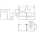 HG Waschtischunterschrank Xevolos E 1370x555x550mm Ko mweiß Fr eiche deunkel