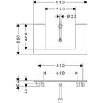 HG Konsole Xelu Q 980x550mm m Auschnitt mittig eiche natur