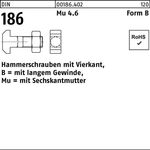 Hammerschraube DIN 186 FormB Vierkant 6-ktmutter BM 8x 35 Mu 4.6 25 Stück - VPE: 25