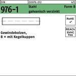 Gewindebolzen DIN 976 Kegelkuppen BM 8x 50 Stahl galv.verz. 100Stück - VPE: 100