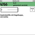 Gewindestift ISO 4766 Kegelkuppe/Schlitz M8x6 14 H galv.verz. 100St. - VPE: 100